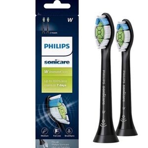 Philips Sonicare Black 2 pack Toothbrush Heads medium, diamond clean click-on